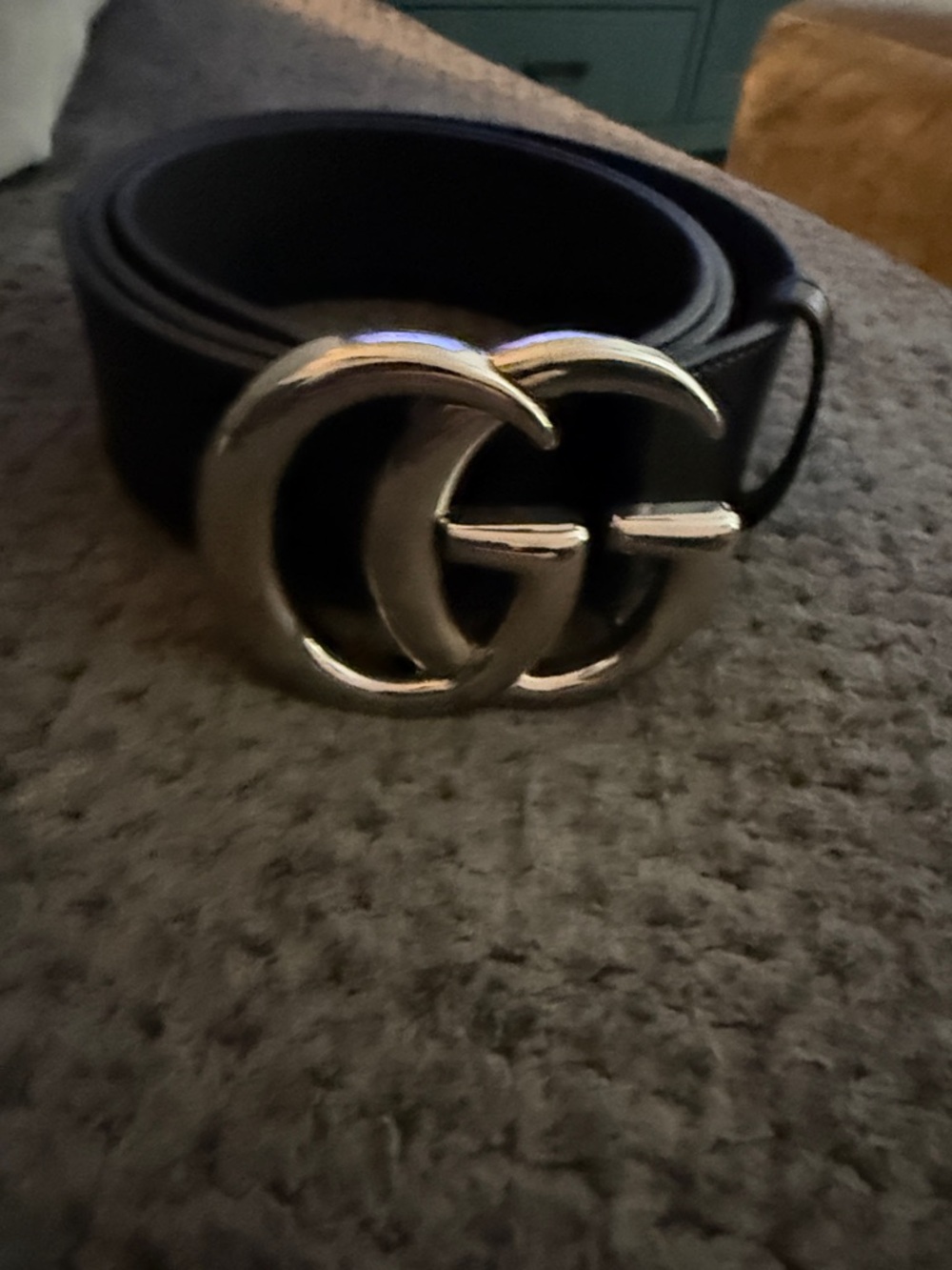 Gucci Black Leather Belt with Silver Double G Buckle - Classic Logo